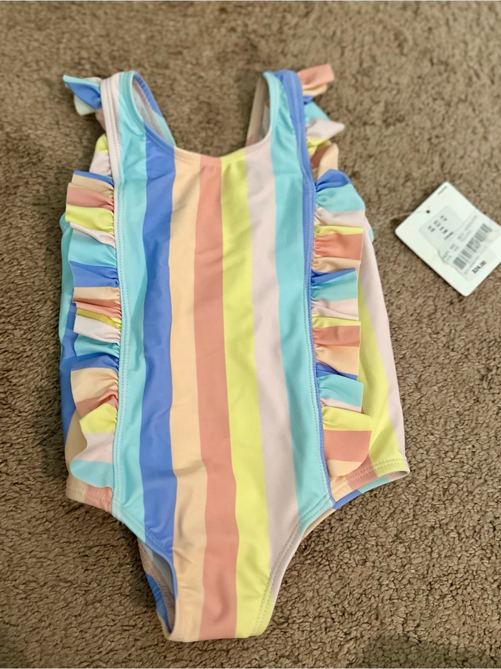 Starting Out Pastel Rainbow Ruffle One-Piece- NEW with tags